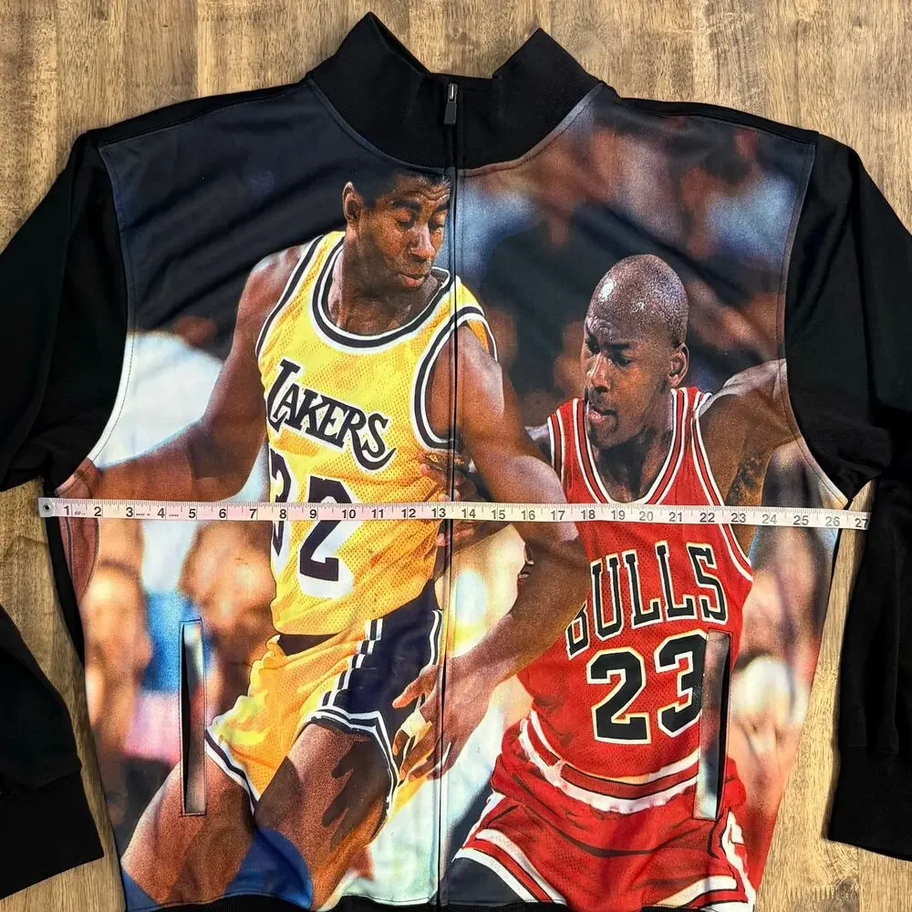 SMX Jordan Johnson Bomber Jacket Y2K Bulls Lakers Basketball Black Unisex 2XL
